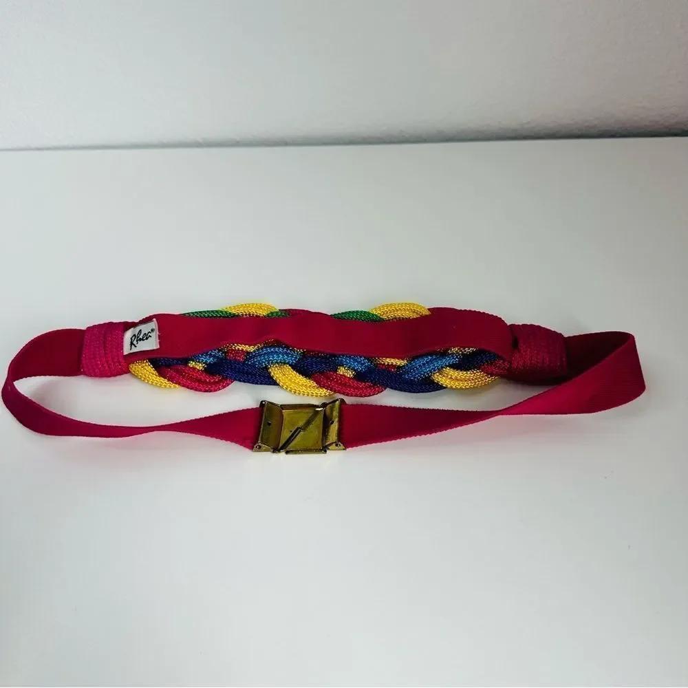Rhea VTG Pink Rainbow Knot Front Back‎ Closure Elastic Belt 30 In.